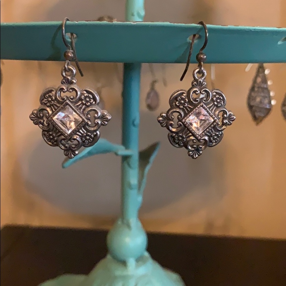 Sterling silver and white gemstone earrings